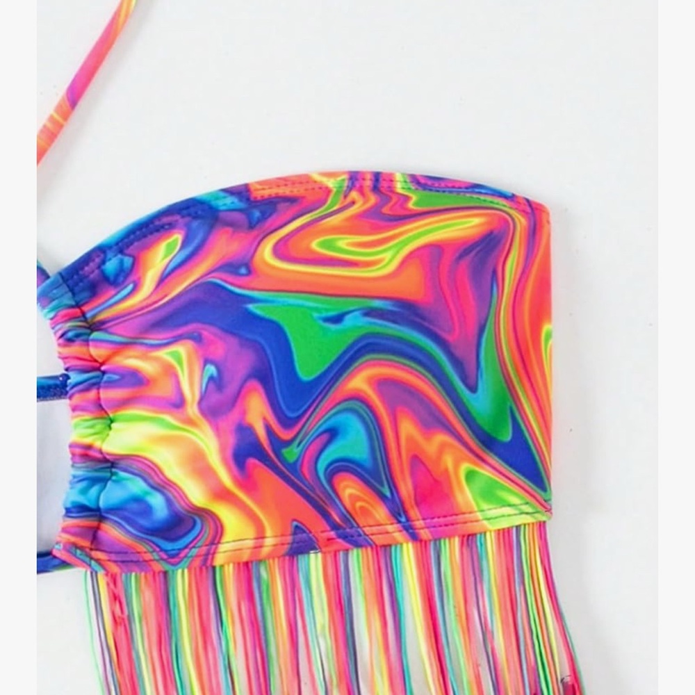 Colorful Fringe Bikini Set - Picture 6 of 9